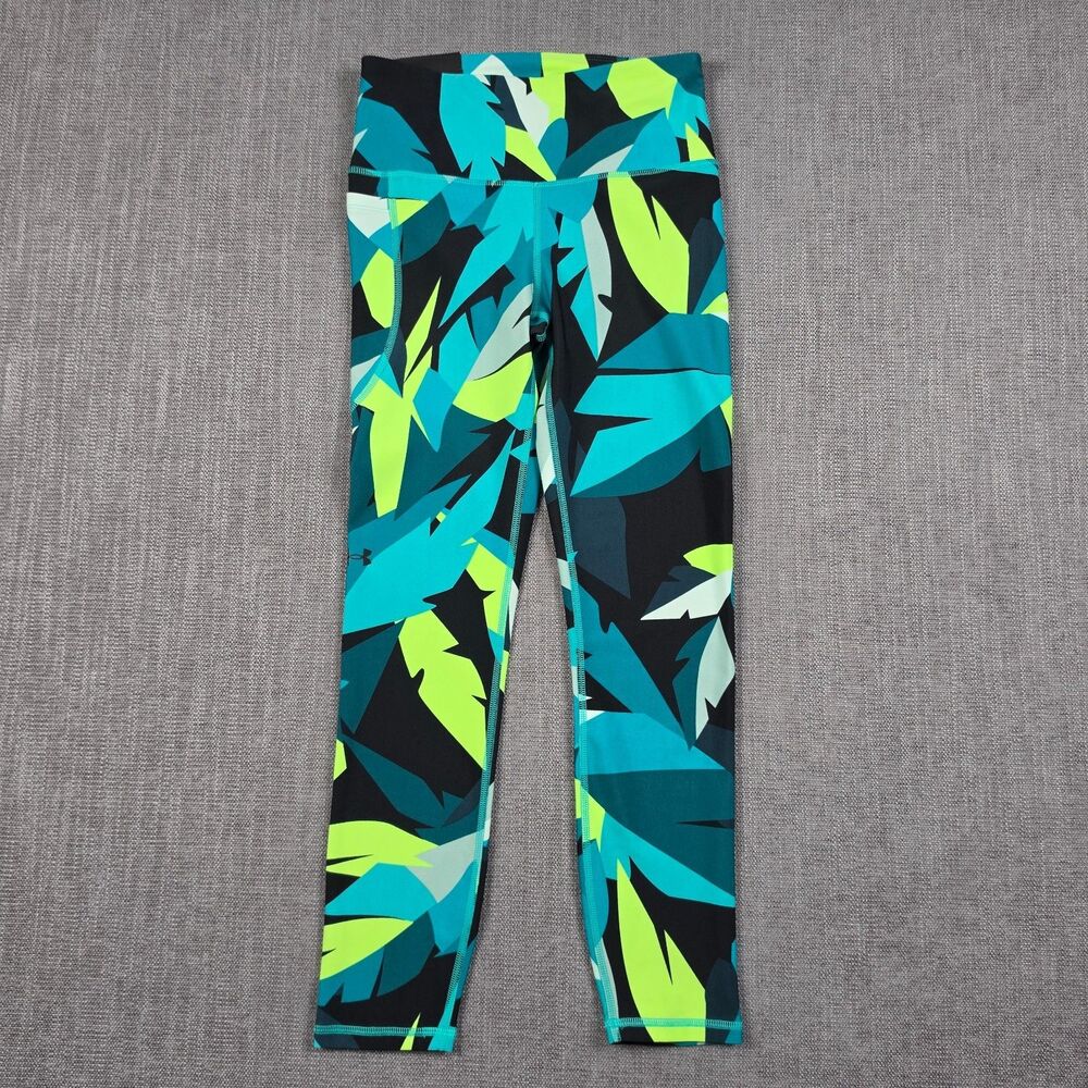 Under Armour HeatGear Compression Leggings Womens S High Rise Ankle Pocket Green